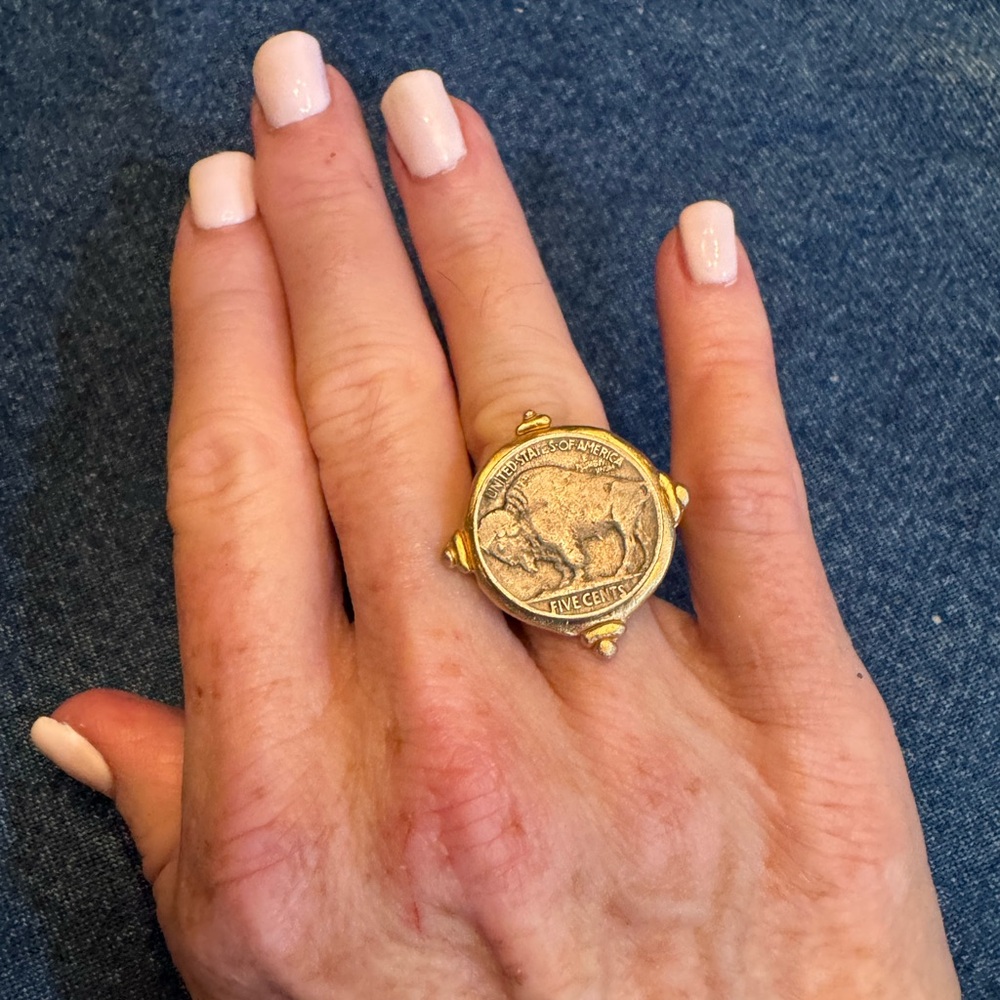 Two-Tone Buffalo Nickel Statement Ring from Susan Shaw
